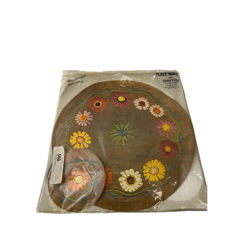 Marcel Schurman Co Denmark Floral Flowers Paper Placemats and Coaster new